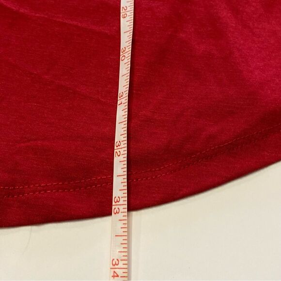 Cynthia Rowley Notch Collar Nightshirt Long Sleeve Red With White Trim Women's M - Picture 7 of 16